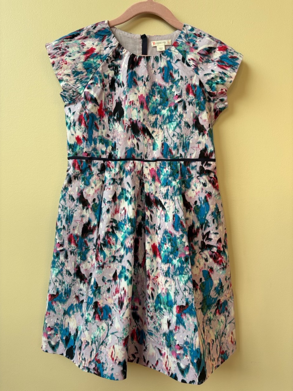 Crewcuts - Teal, Pink & Black Abstract Floral Fit-and-Flare Dress - Size 8